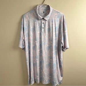 Southern Proper Light Blue Pink Seashell Golf Polo AOP XL Men’s